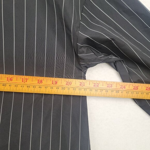 Sun Kim Womens XS Pinstripe Tunic Button Front Pockets USA Lagenlook Designer - Picture 13 of 15